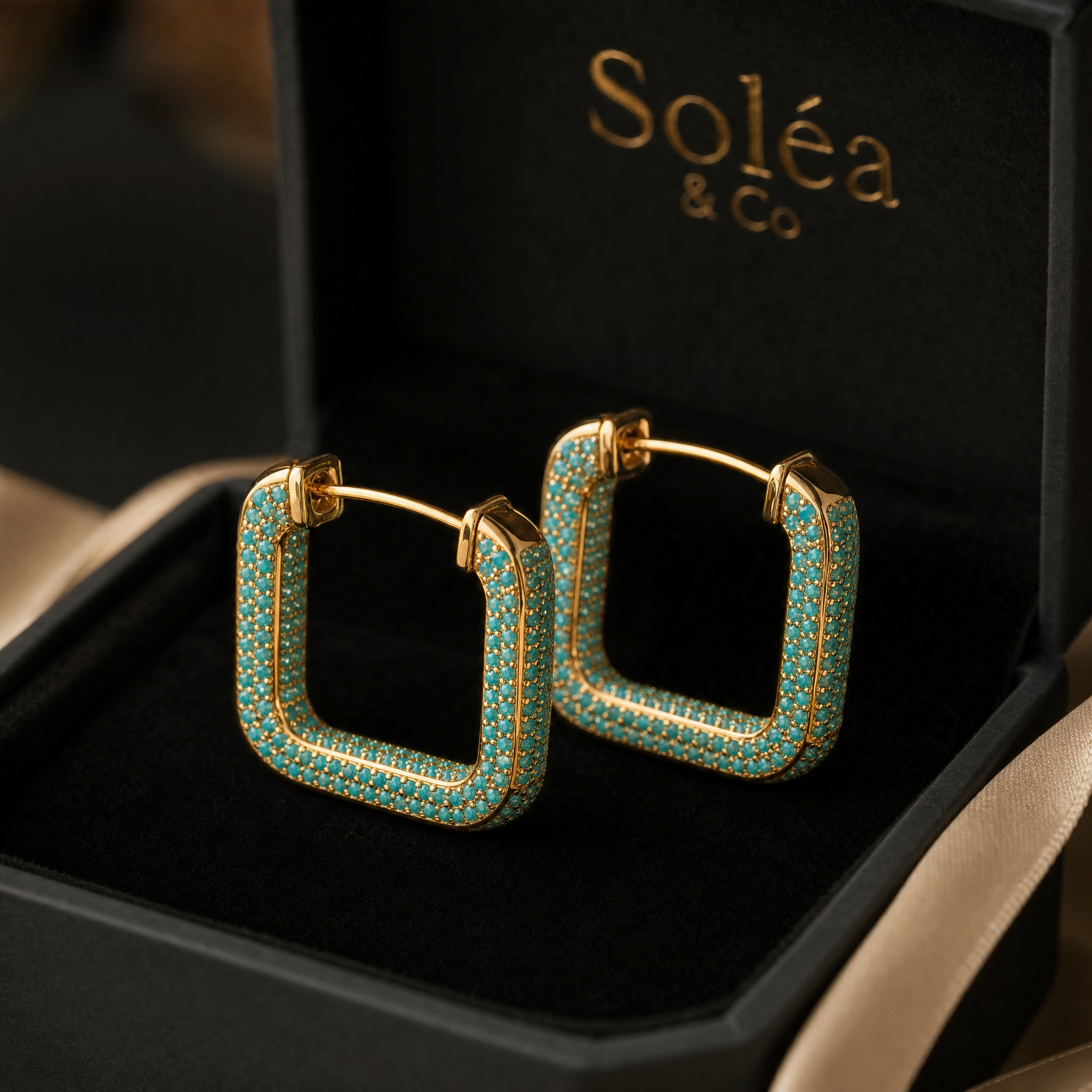 Azure Pavé Hoop Earrings