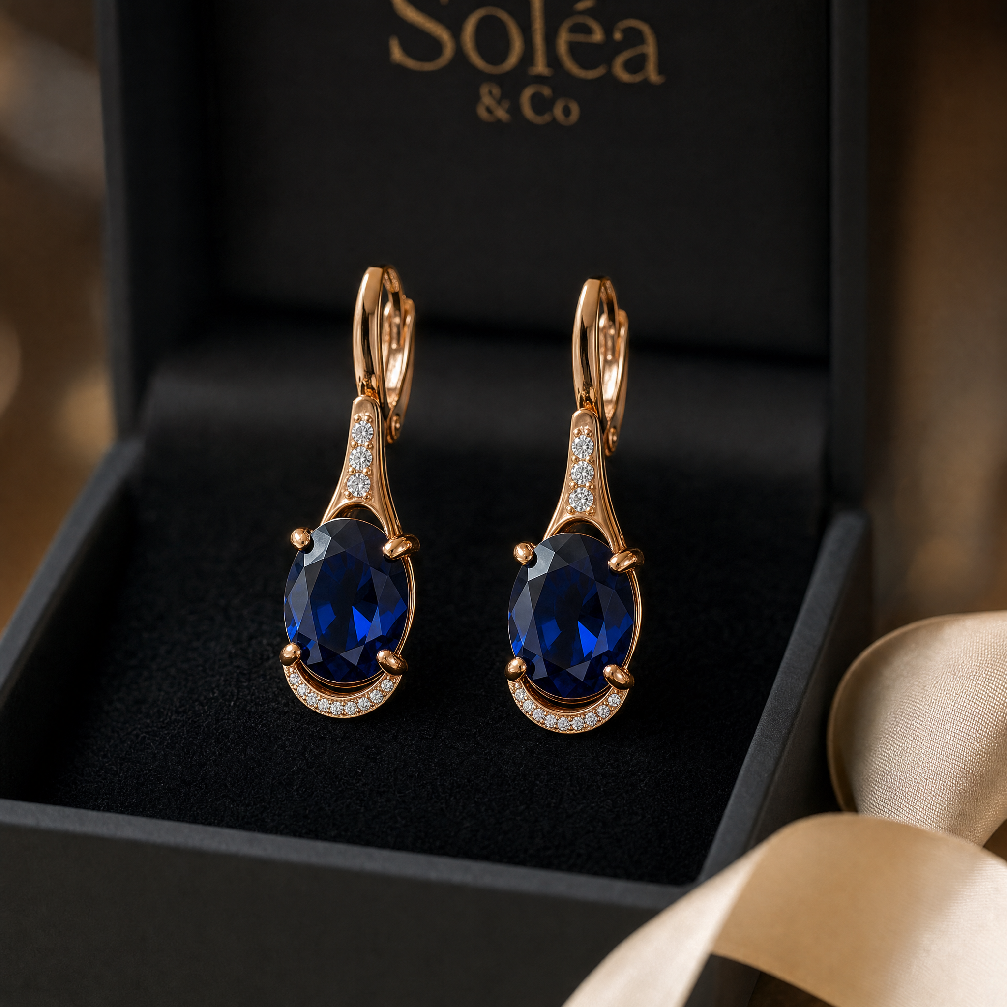 Midnight Sapphire Drop Earrings