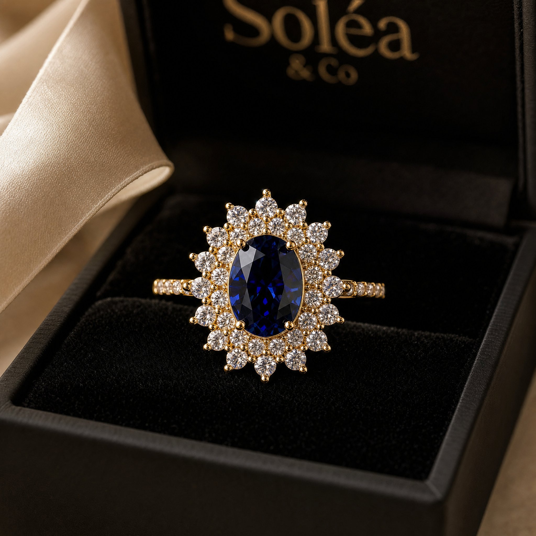 Royal Halo Sapphire Ring