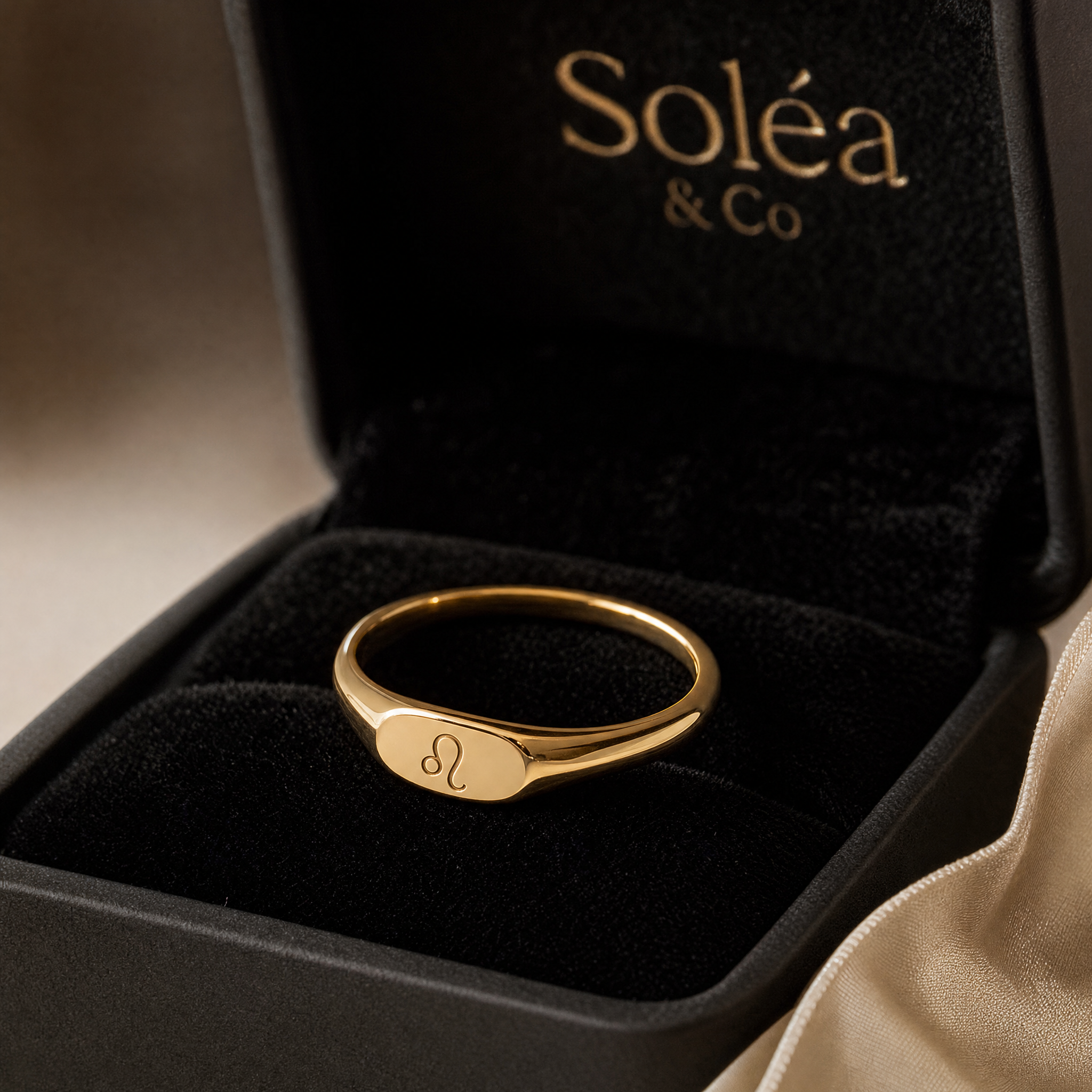(VIP) Zodiac Signet Band Ring — Leo