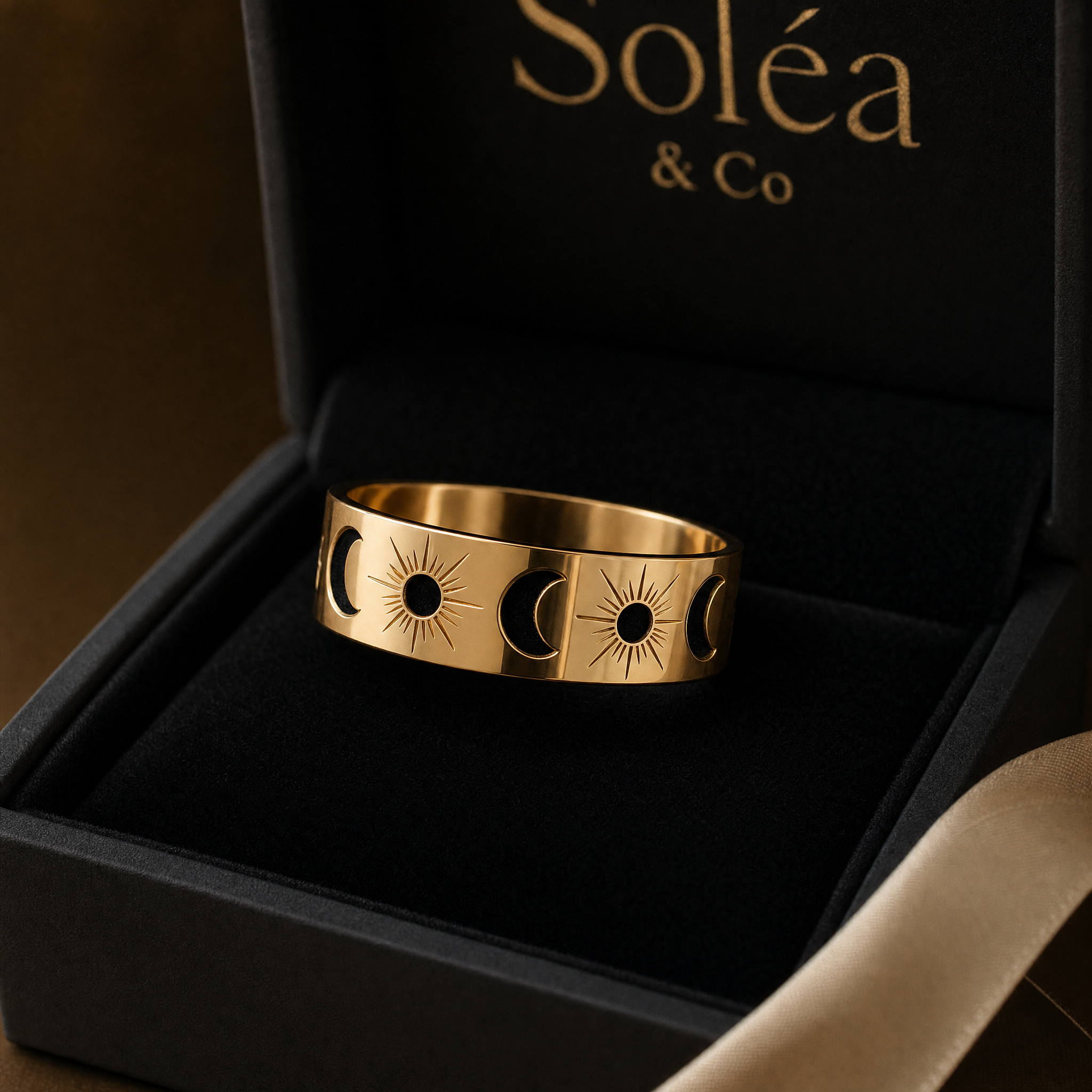 Celestial Moon & Sun Band Ring